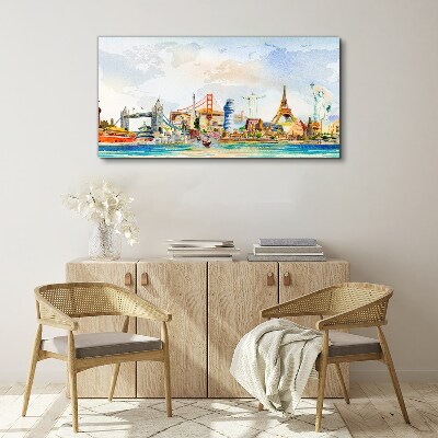 Icons of the World in Colors Canvas Wall art