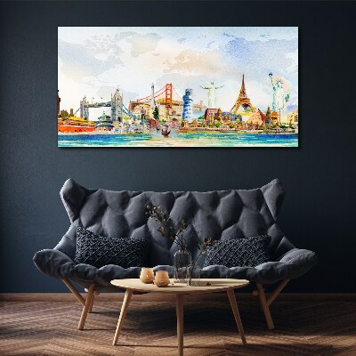 Icons of the World in Colors Canvas Wall art