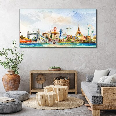 Icons of the World in Colors Canvas Wall art