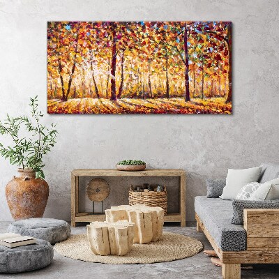Golden autumn in the forest Canvas Wall art