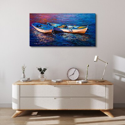 Boats sea water waves Canvas Wall art