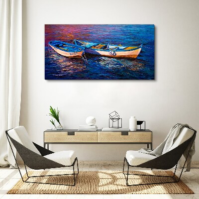 Boats sea water waves Canvas Wall art