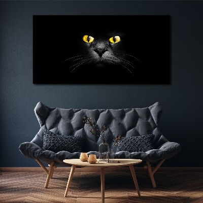 Golden eyes of a cat in shadow Canvas Wall art