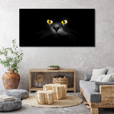Golden eyes of a cat in shadow Canvas Wall art