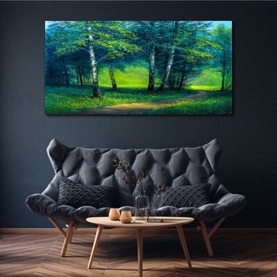 Forest path flowers Canvas Wall art