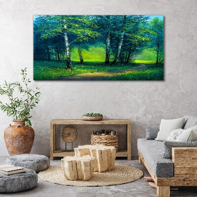 Forest path flowers Canvas Wall art