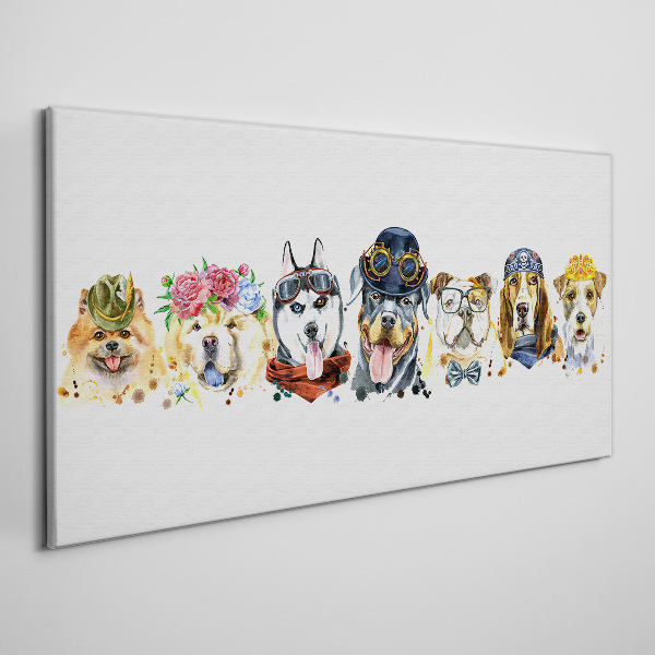 Dogs in fashionable accessories Canvas Wall art