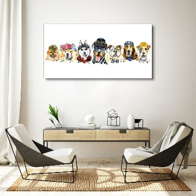 Dogs in fashionable accessories Canvas Wall art