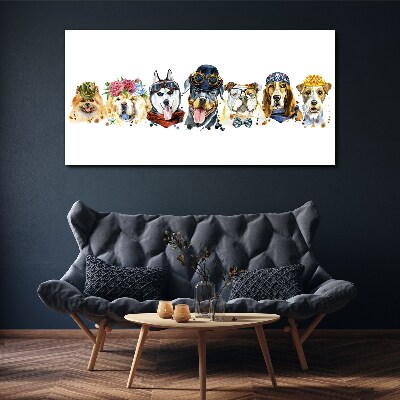 Dogs in fashionable accessories Canvas Wall art