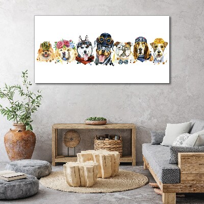Dogs in fashionable accessories Canvas Wall art