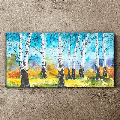 Birch Trees in Vibrant Landscape Canvas Wall art
