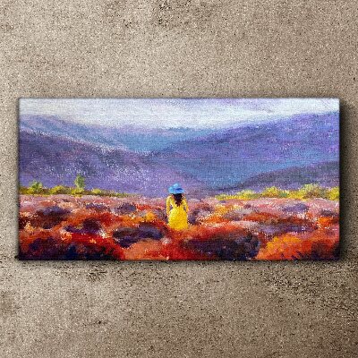 Woman in a purple landscape Canvas Wall art