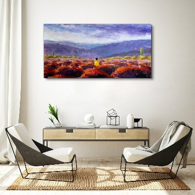 Landscape meadow mountains Canvas Wall art