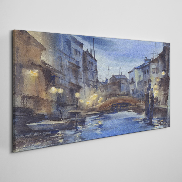 Evening landscape over the water Canvas Wall art