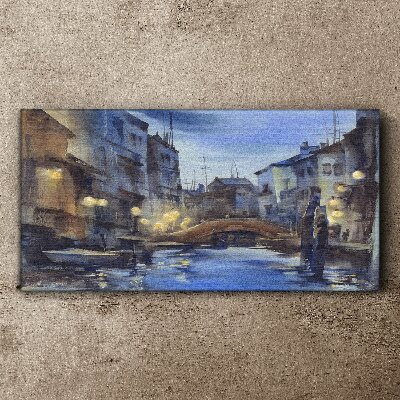 Evening landscape over the water Canvas Wall art