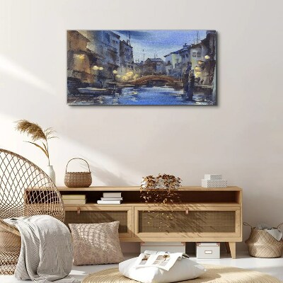 Evening landscape over the water Canvas Wall art