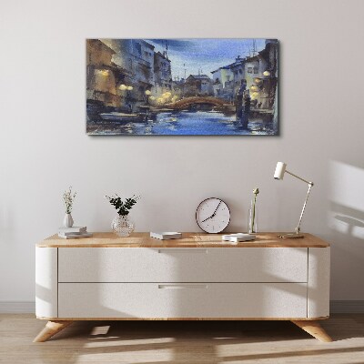 Evening landscape over the water Canvas Wall art