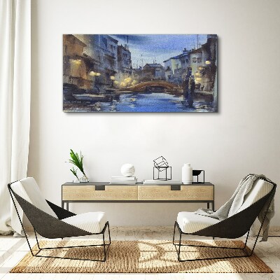 Evening landscape over the water Canvas Wall art