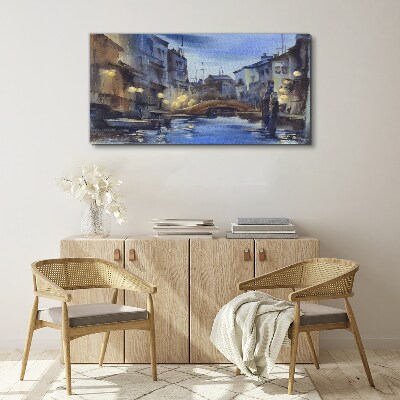 Evening landscape over the water Canvas Wall art