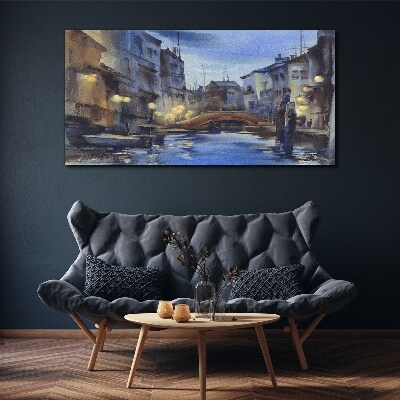 Evening landscape over the water Canvas Wall art