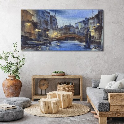 Evening landscape over the water Canvas Wall art