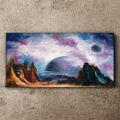 Space landscape with a planet Canvas Wall art