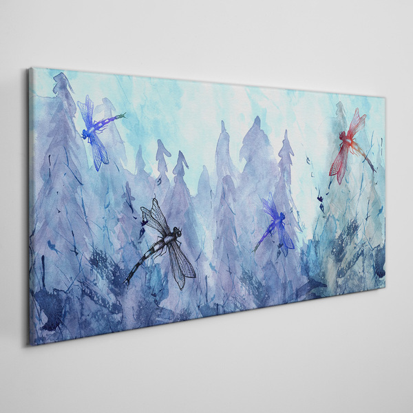 Slender dragonflies in a forest landscape Canvas Wall art