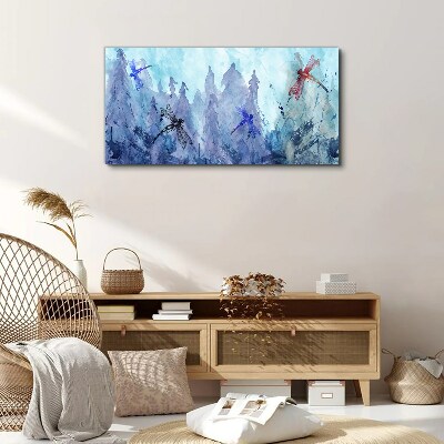 Slender dragonflies in a forest landscape Canvas Wall art