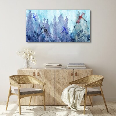 Slender dragonflies in a forest landscape Canvas Wall art