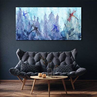 Slender dragonflies in a forest landscape Canvas Wall art