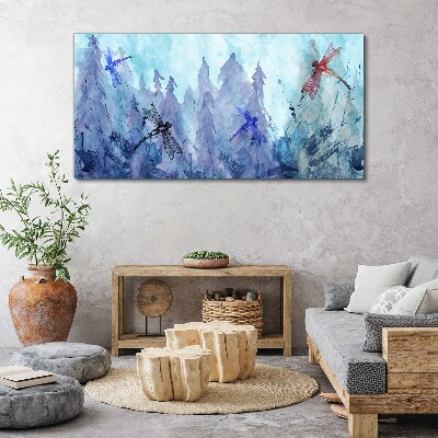 Slender dragonflies in a forest landscape Canvas Wall art