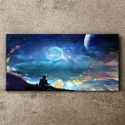 Night sky stars moon Canvas Wall art