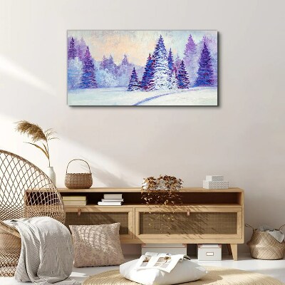 Winter forest snow nature Canvas Wall art