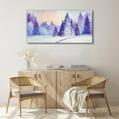Winter forest snow nature Canvas Wall art