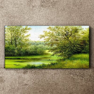 River nature trees Canvas Wall art