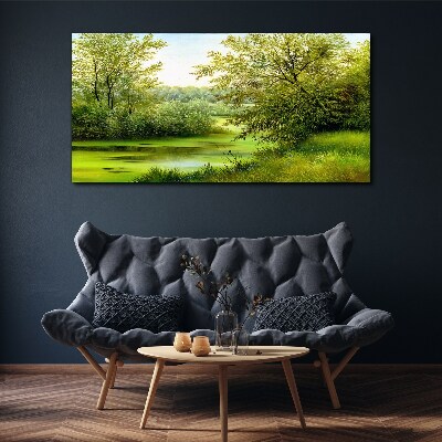 River nature trees Canvas Wall art