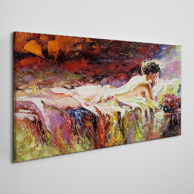 Bed female flowers Canvas Wall art