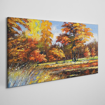 Golden autumn in the park Canvas Wall art
