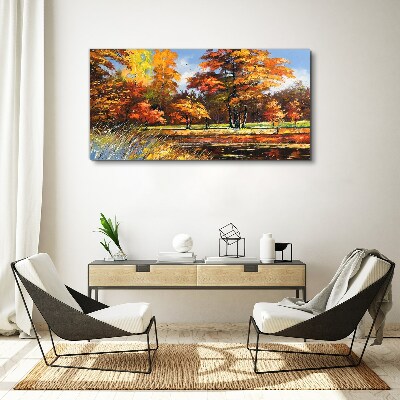 Golden autumn in the park Canvas Wall art