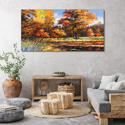 Golden autumn in the park Canvas Wall art