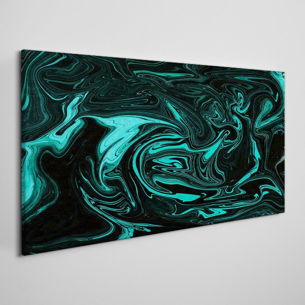 Green and black swirls of abstraction Canvas Wall art
