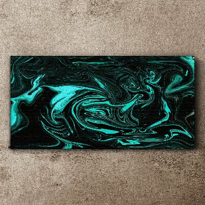 Green and black swirls of abstraction Canvas Wall art