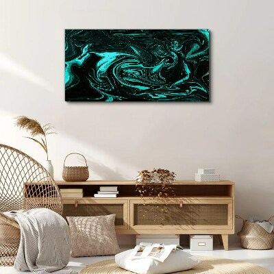 Green and black swirls of abstraction Canvas Wall art