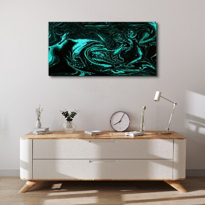 Green and black swirls of abstraction Canvas Wall art