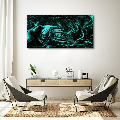 Green and black swirls of abstraction Canvas Wall art