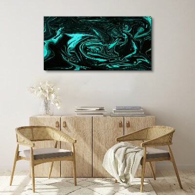 Green and black swirls of abstraction Canvas Wall art