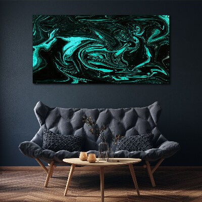 Green and black swirls of abstraction Canvas Wall art