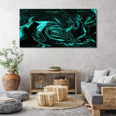 Green and black swirls of abstraction Canvas Wall art