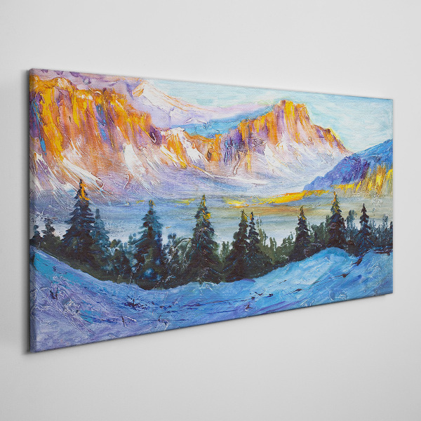 Winter mountain landscape Canvas Wall art