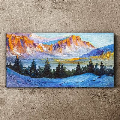 Winter mountain landscape Canvas Wall art